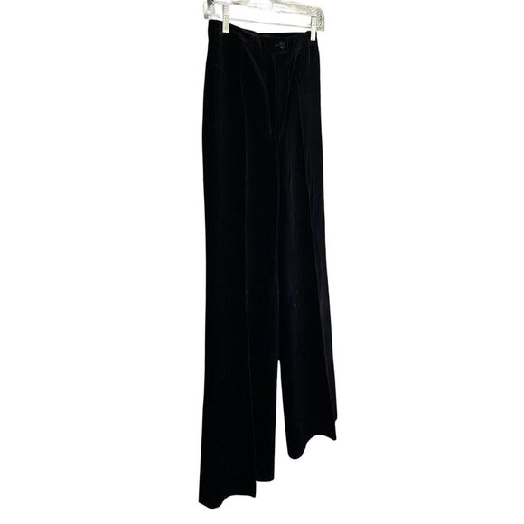 Franck Olivier Paris Pants Womens 40 Black Velvet Wide Leg High Rise France 90s - Picture 2 of 6